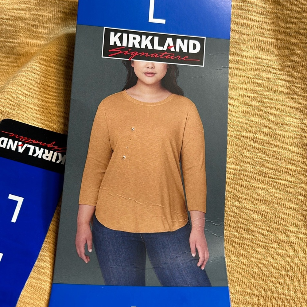 Kirkland Signature ladies’ cotton slub tee 3/4 sleeves, L NWT